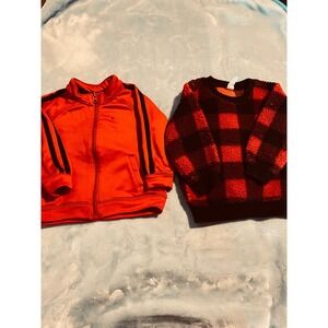 Carters Toddler Boys 18M Red Track Jacket and Buffalo Plaid Sherpa Fleece Bundle